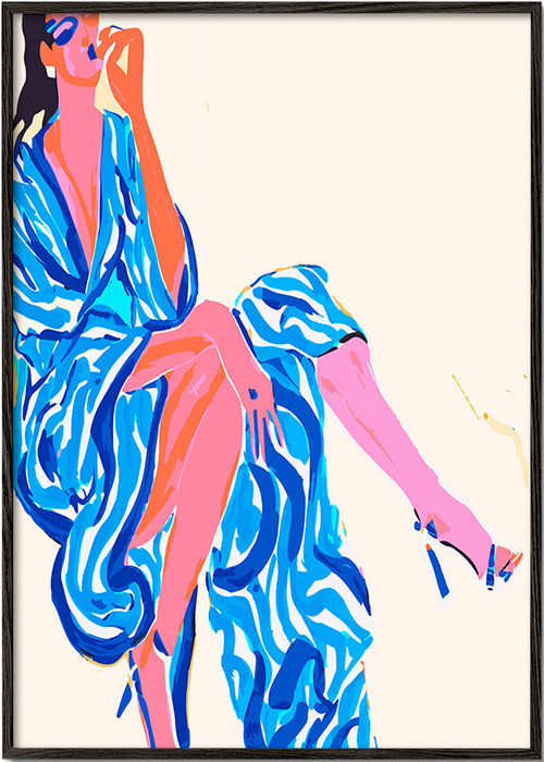 Illustration kvinna i mönstrad morgonrock – Black Frame