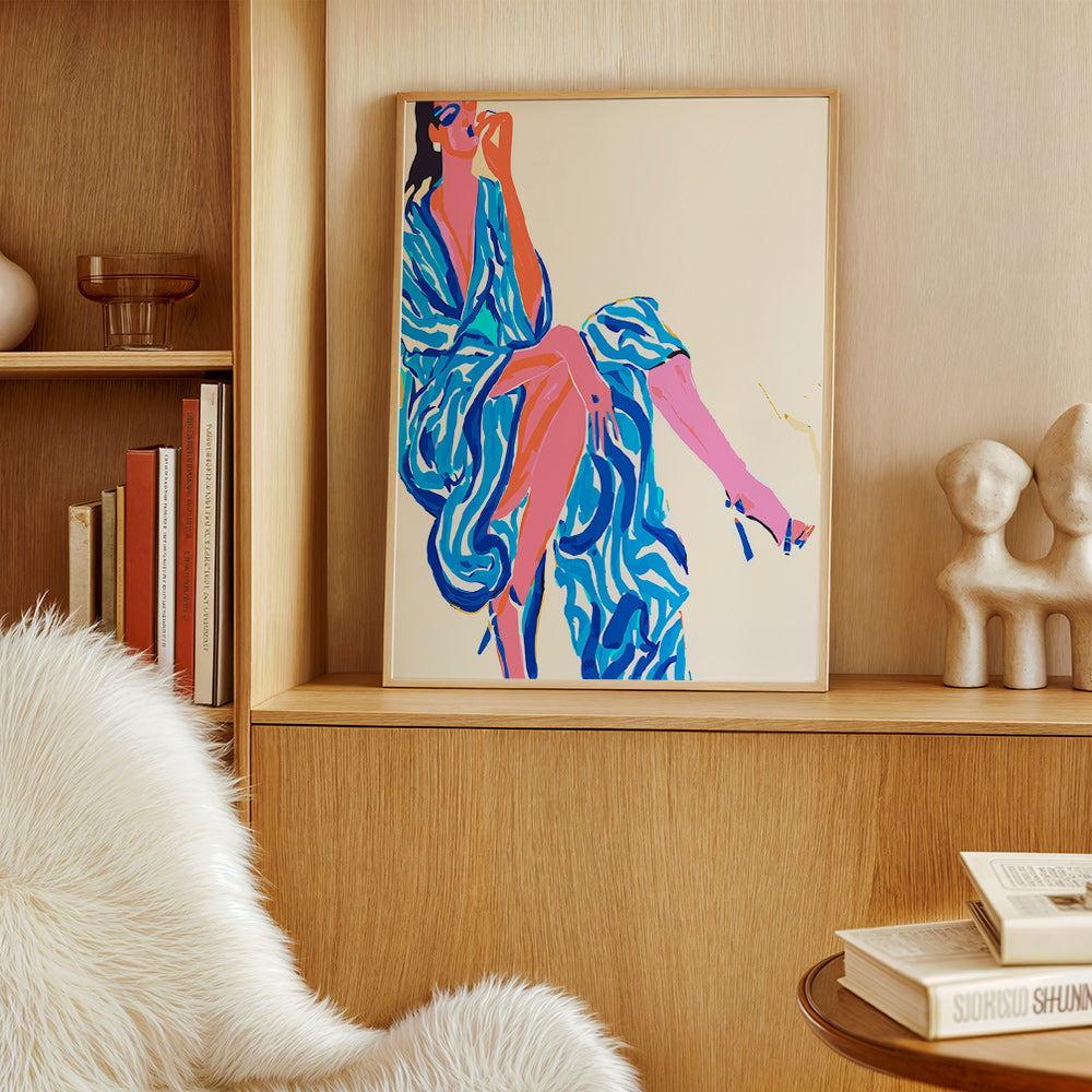 Illustration kvinna i mönstrad morgonrock – Product1