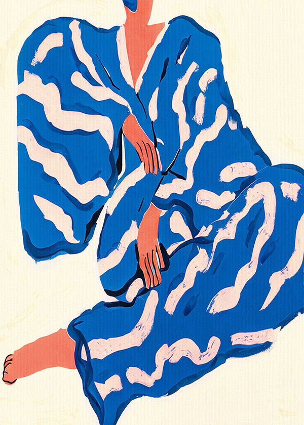 Illustration av figur i blå mantel