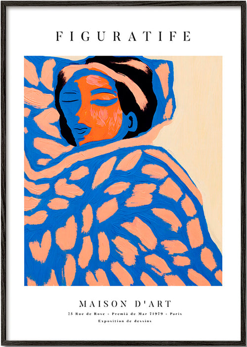 Figurativ illustration kvinna insvept – Black Frame