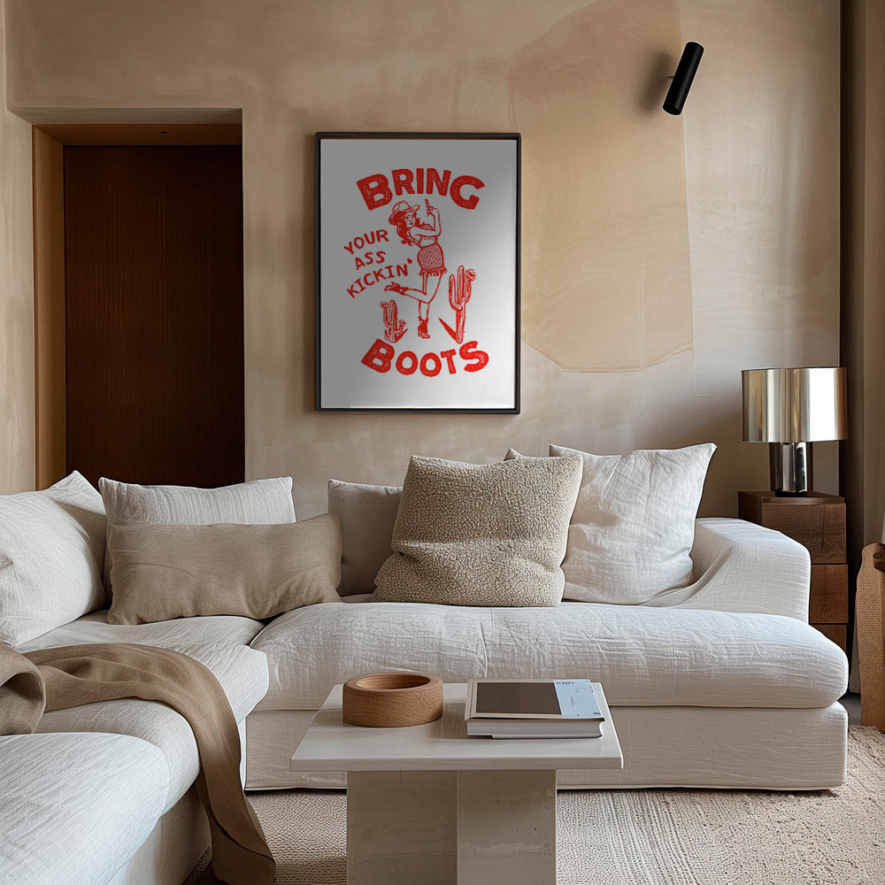 Cowgirl-illustration med humoristisk text – Canvas1