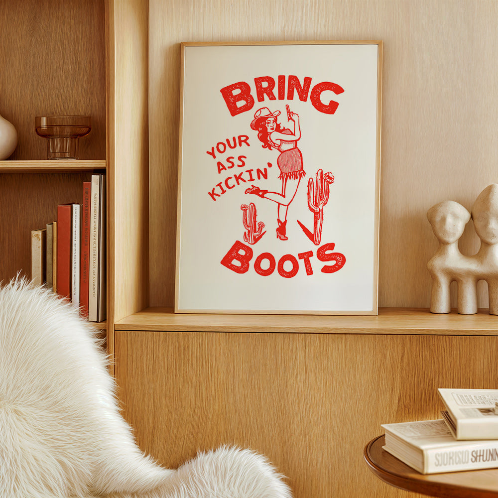 Cowgirl-illustration med humoristisk text – Product2