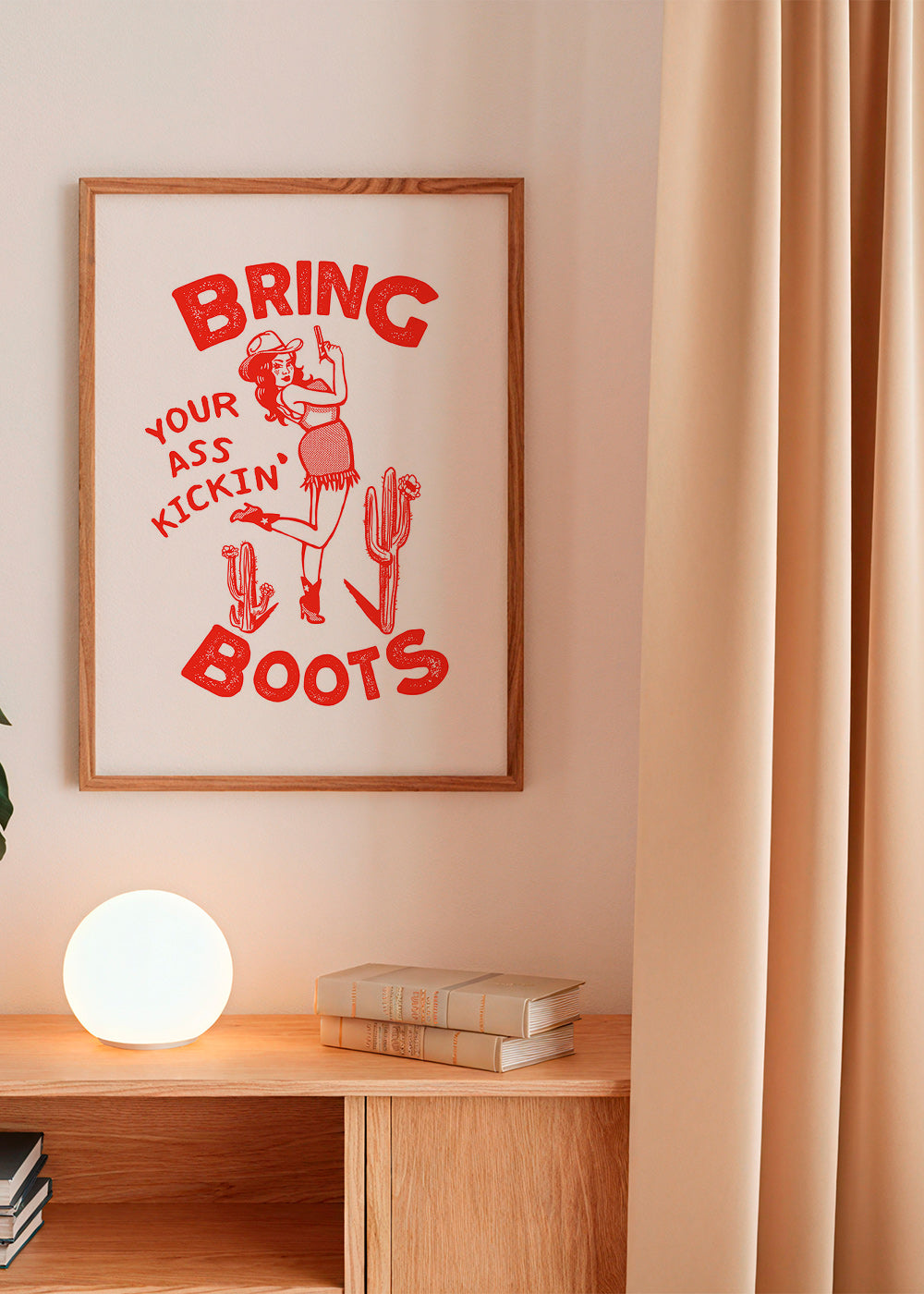 Cowgirl-illustration med humoristisk text – Product3