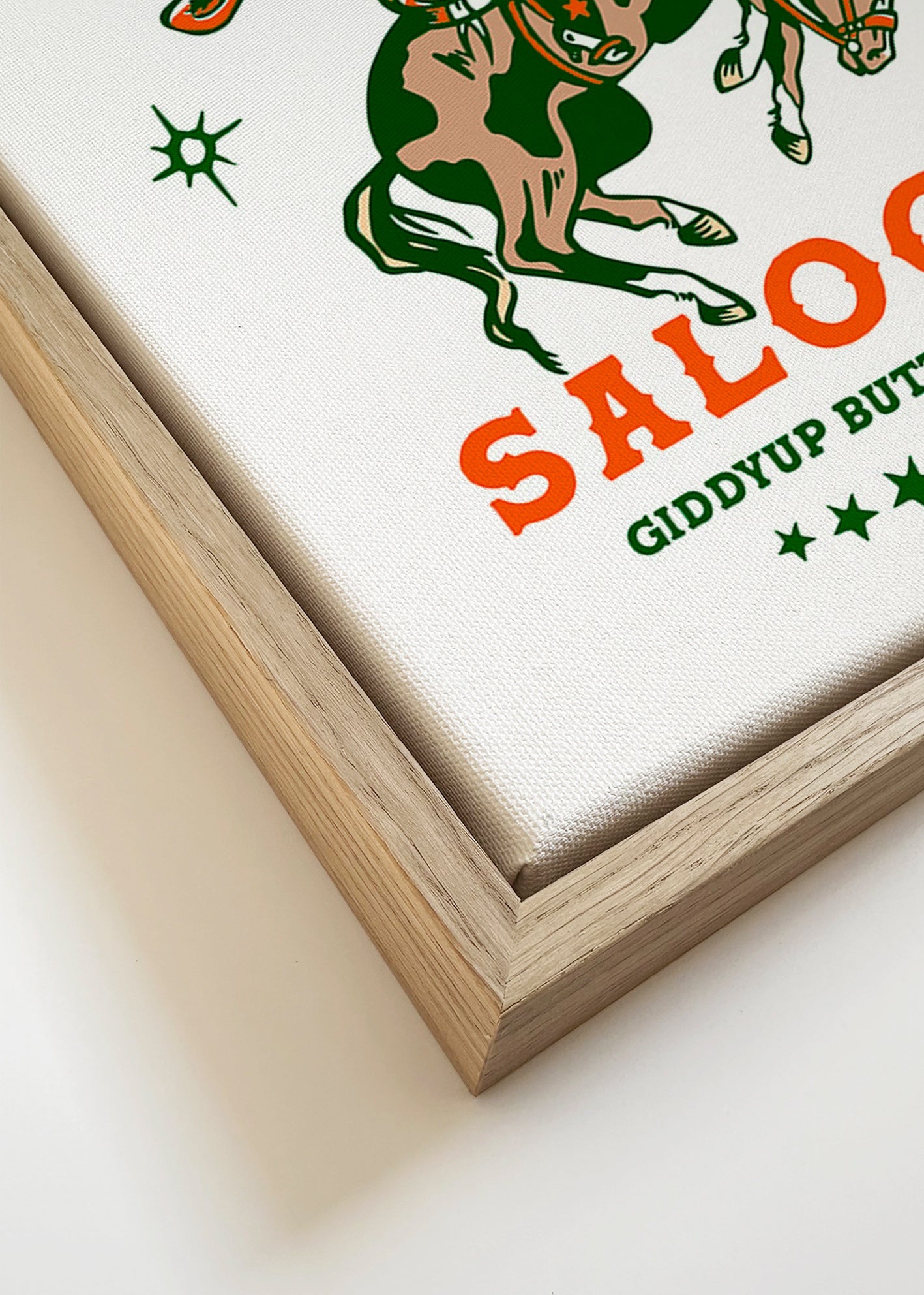 Vintage rodeoposter med illustrerad cowgirl – Canvas detail
