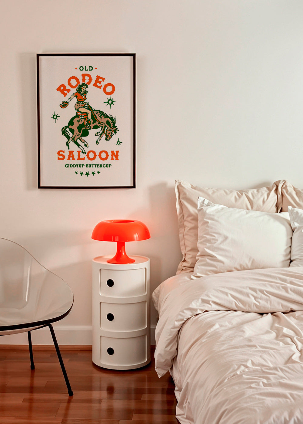 Vintage rodeoposter med illustrerad cowgirl – Product2