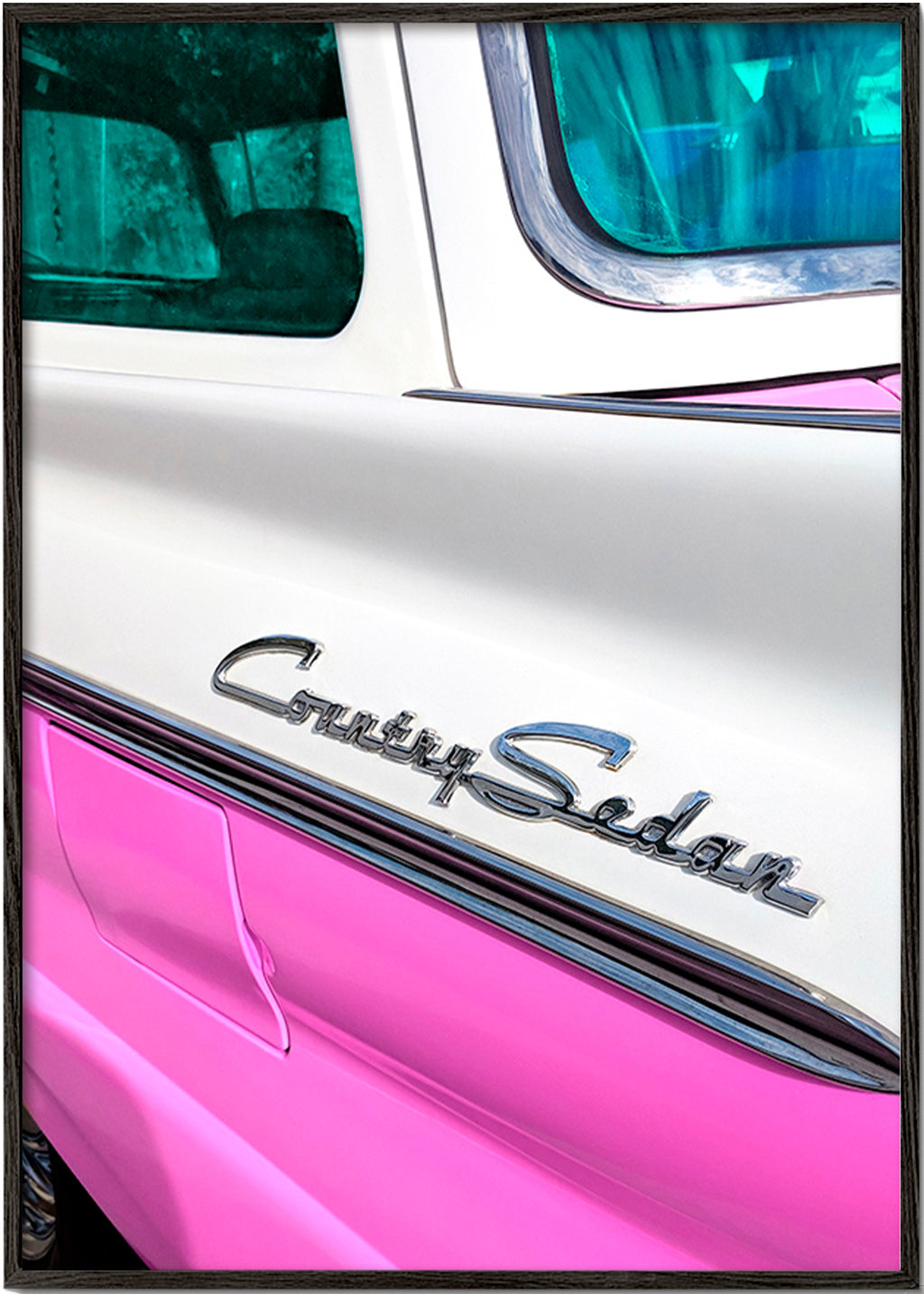 Vintage print Country Sedan kromdetalj – Black Frame