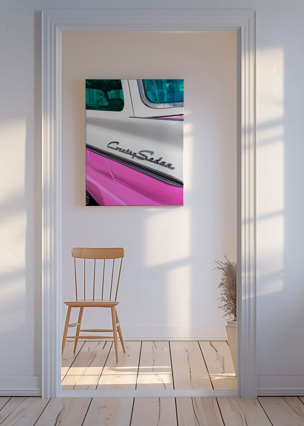 Vintage print Country Sedan kromdetalj – Canvas