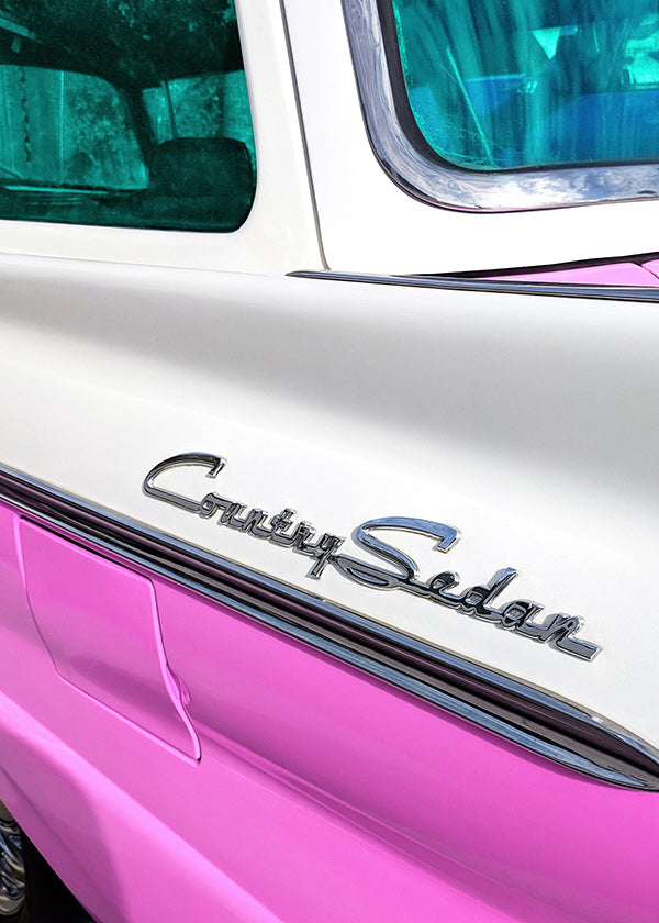Vintage print Country Sedan kromdetalj
