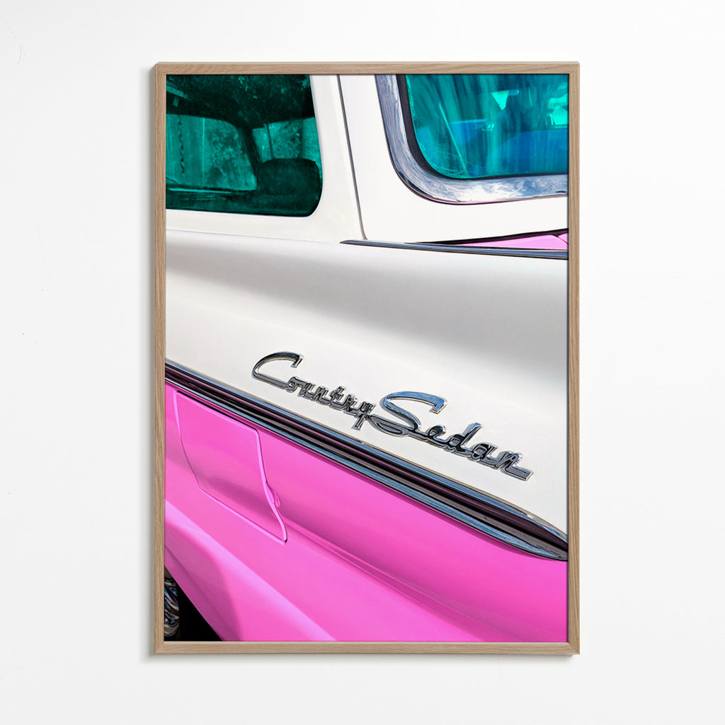 Vintage print Country Sedan kromdetalj – Oak Frame