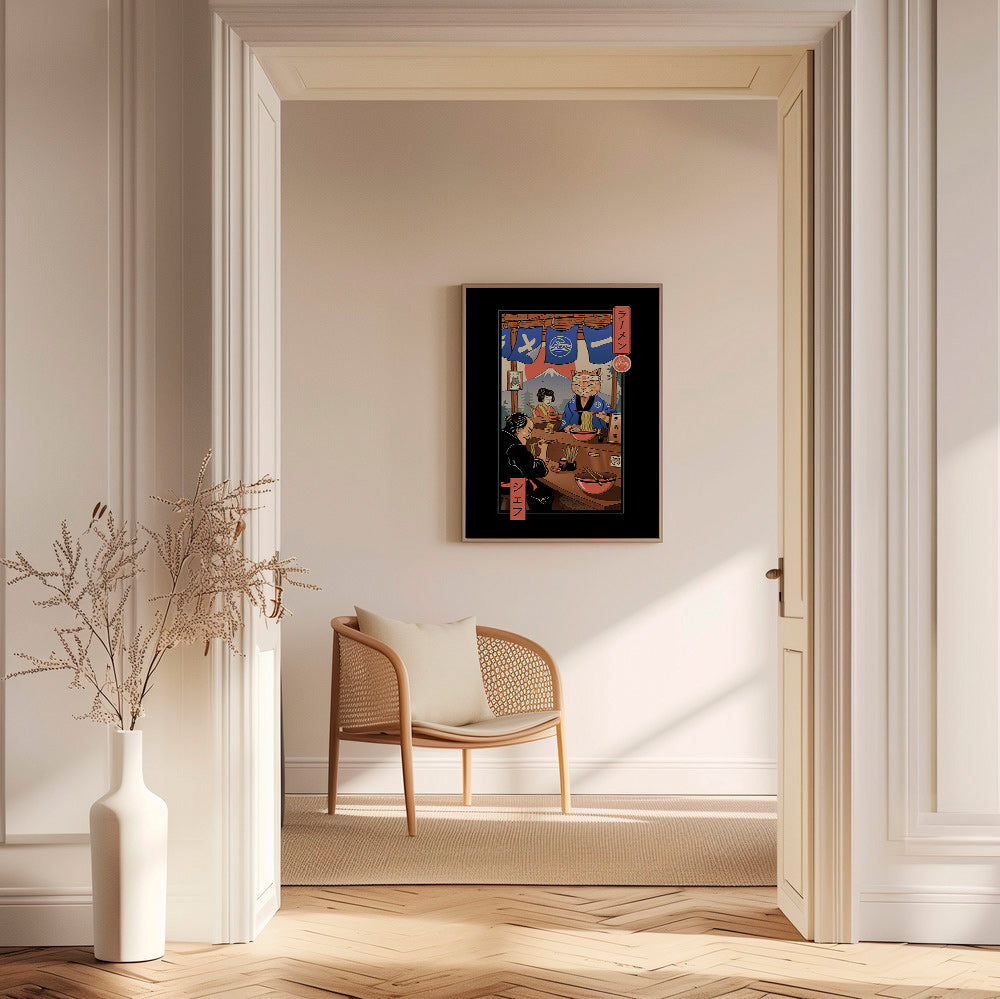 Kökskonst Ramen Meowster, illustrerad ramen-katt – Canvas1