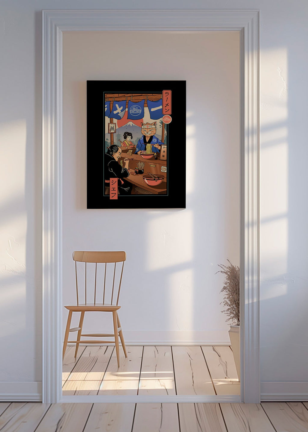 Kökskonst Ramen Meowster, illustrerad ramen-katt – Canvas