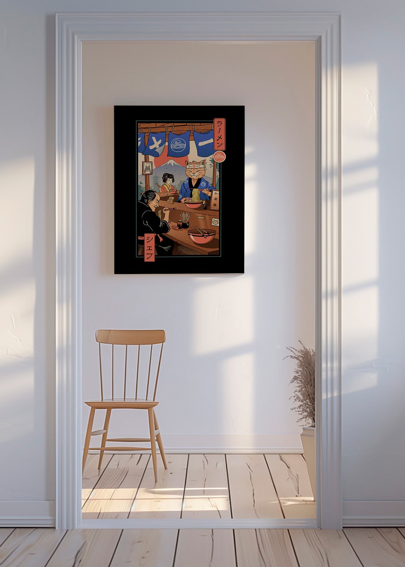 Kökskonst Ramen Meowster, illustrerad ramen-katt – Canvas