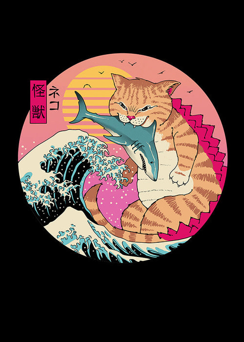 Kaiju-kattillustration med våg