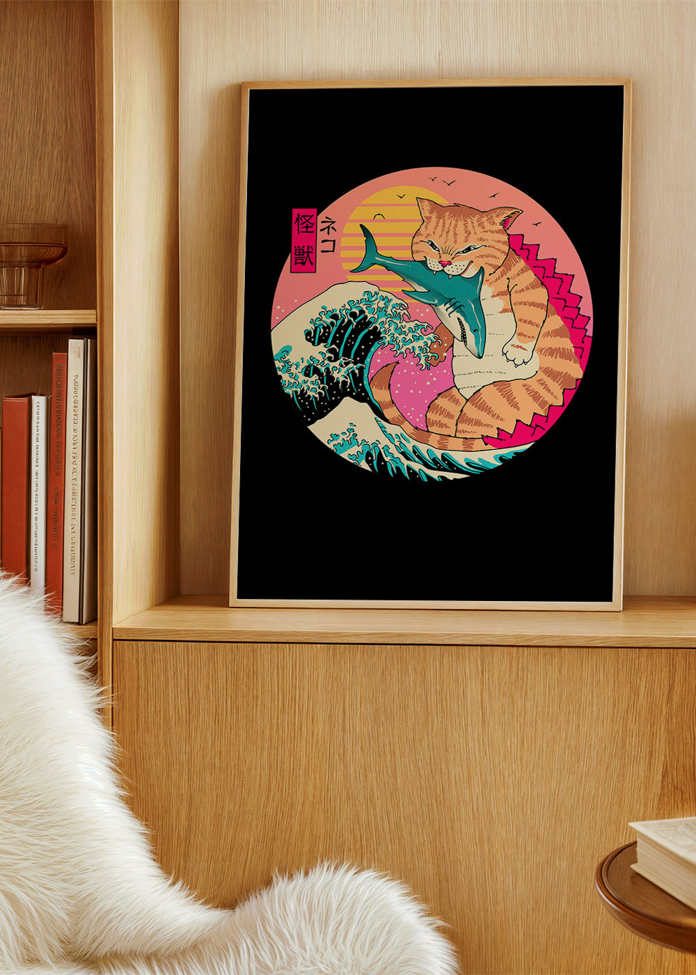 Kaiju-kattillustration med våg – Product1