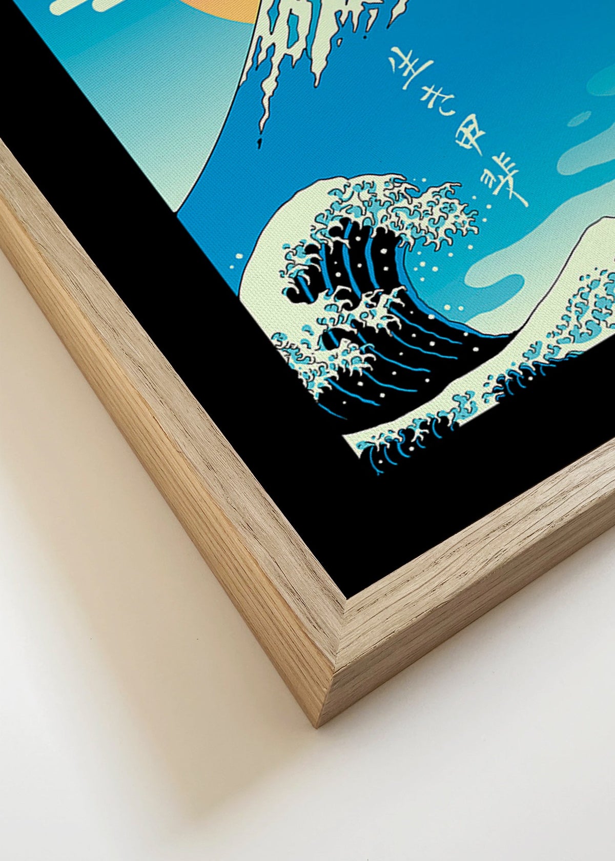 Japansk illustration av Mount Fuji med ikonisk våg – Canvas detail