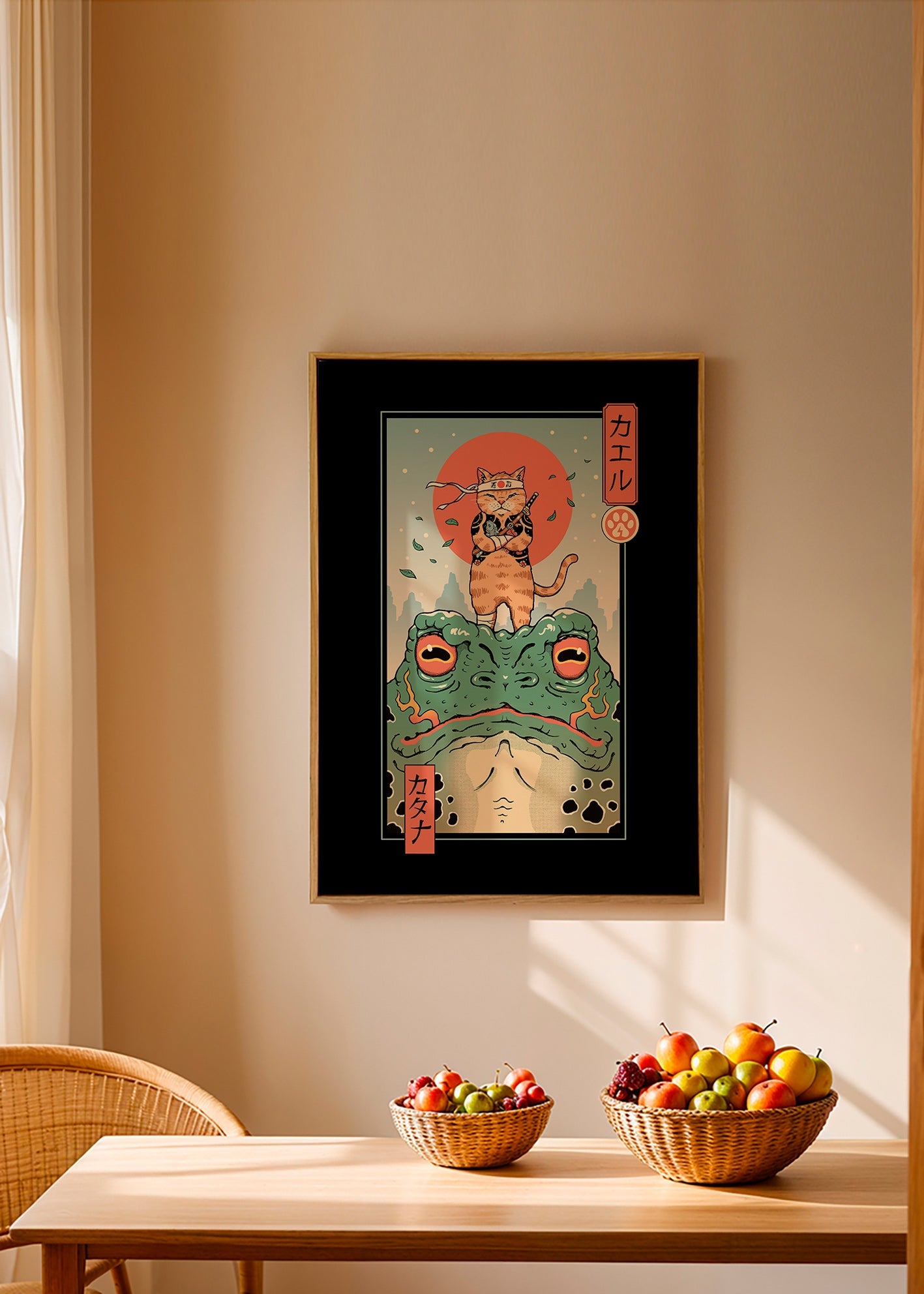 Konst samurai-katt på groda – Canvas1