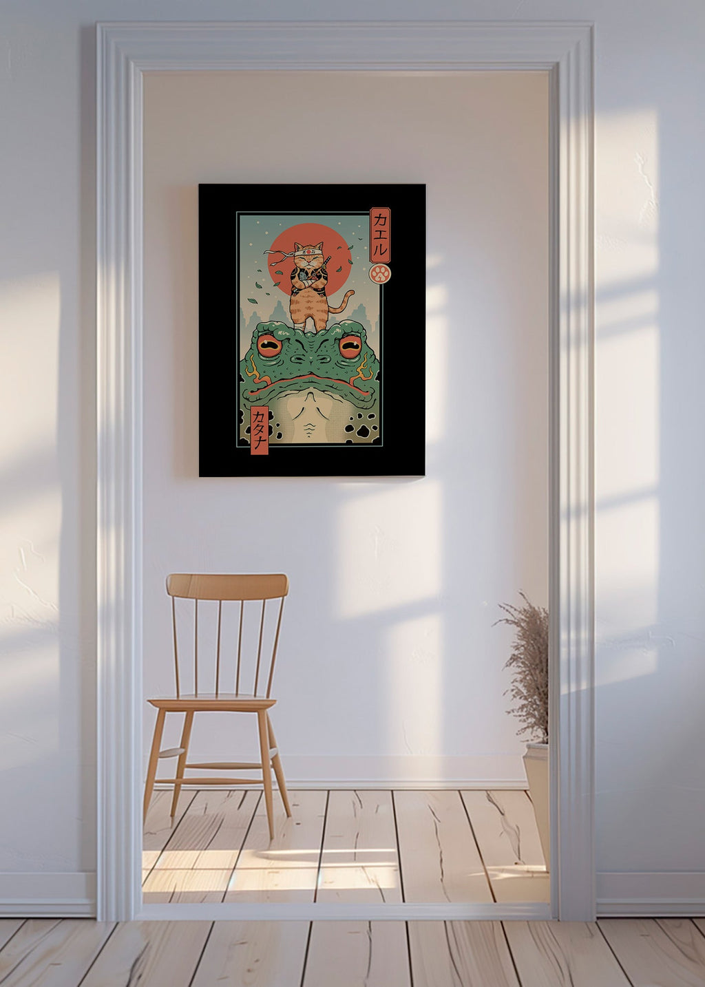 Konst samurai-katt på groda – Canvas