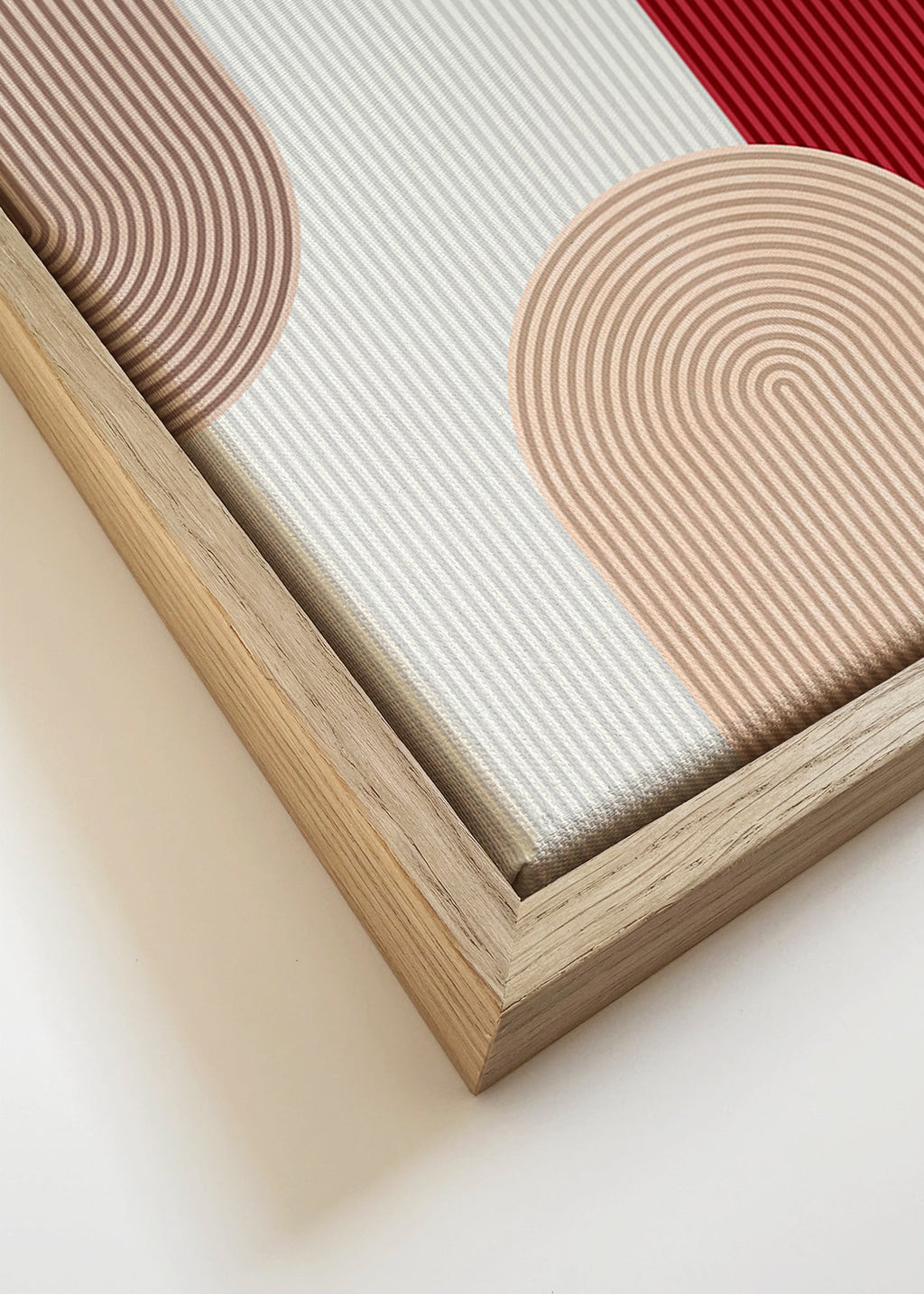 Geometrisk poster med röda och beige bågar – Canvas detail
