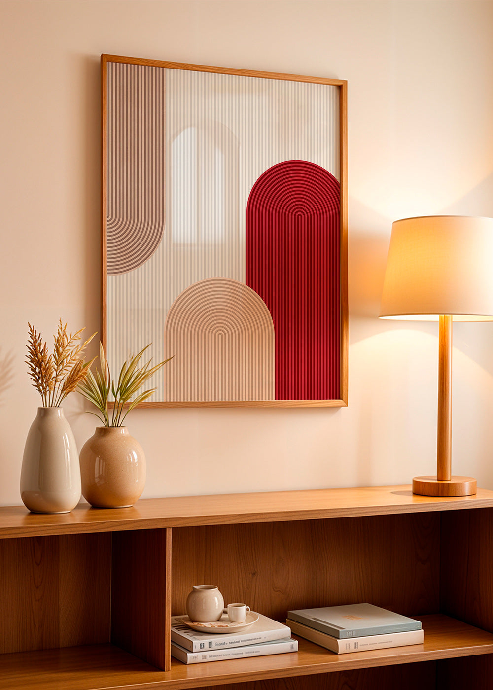 Geometrisk poster med röda och beige bågar – Product3