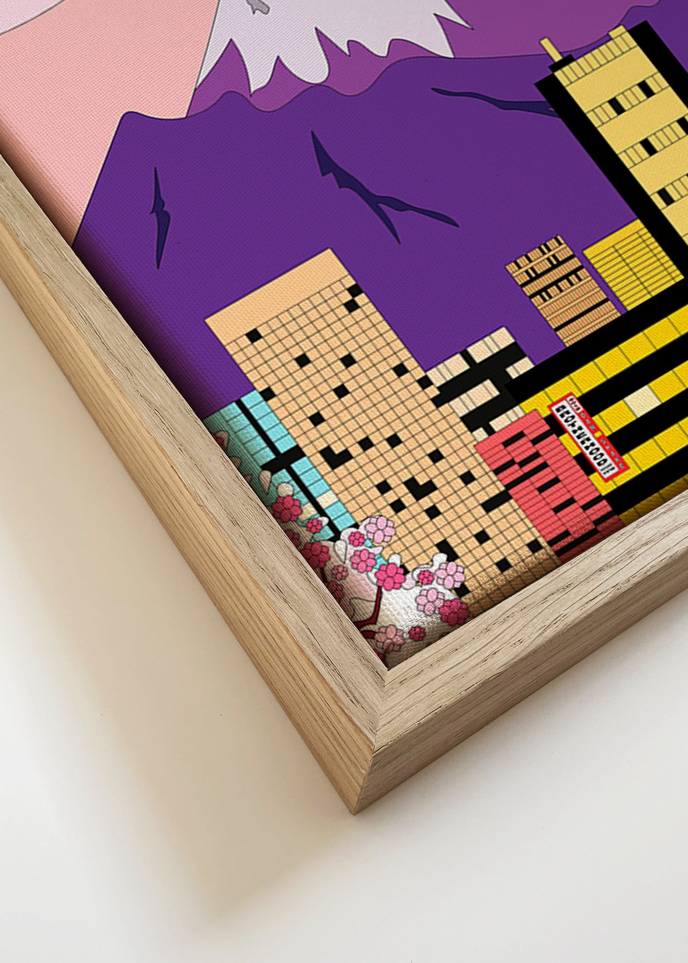 Stadstavla Tokyo med Fuji och körsbärsblom – Canvas detail