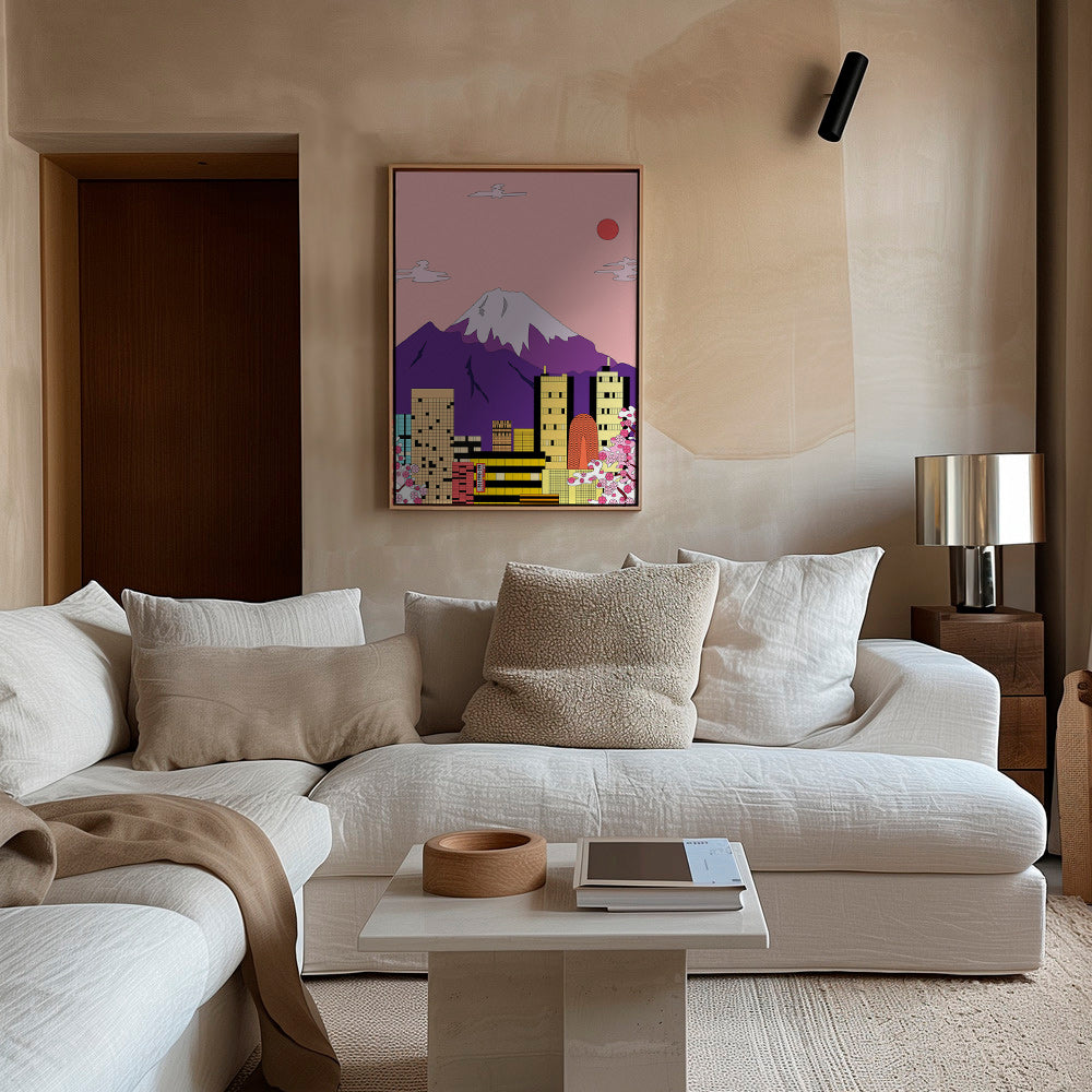 Stadstavla Tokyo med Fuji och körsbärsblom – Canvas1