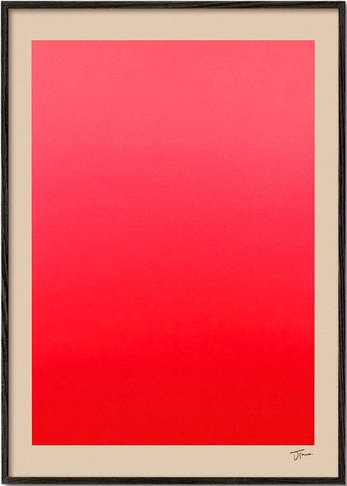Abstrakt konstverk röd gradient med signatur – Black Frame