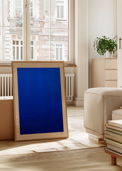 Abstrakt konst blått fält med beige kant – Product1