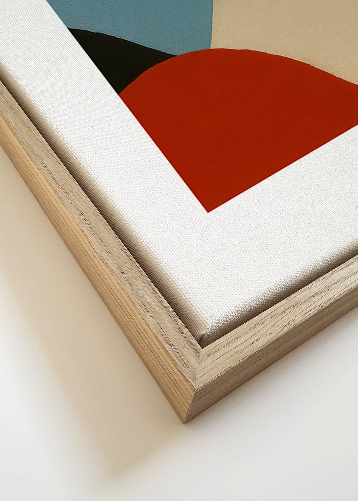 Abstrakt konstverk med organiska terrakotta- och blå former – Canvas detail