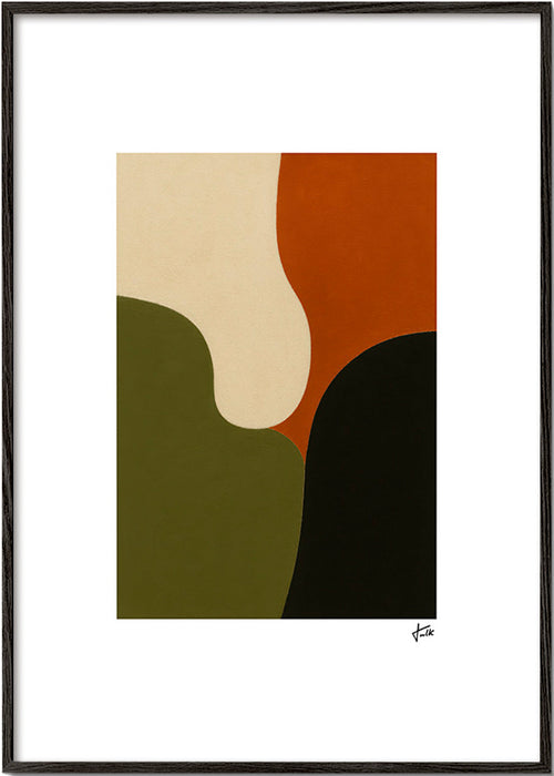 Minimalistisk affisch med olivformer – Black Frame