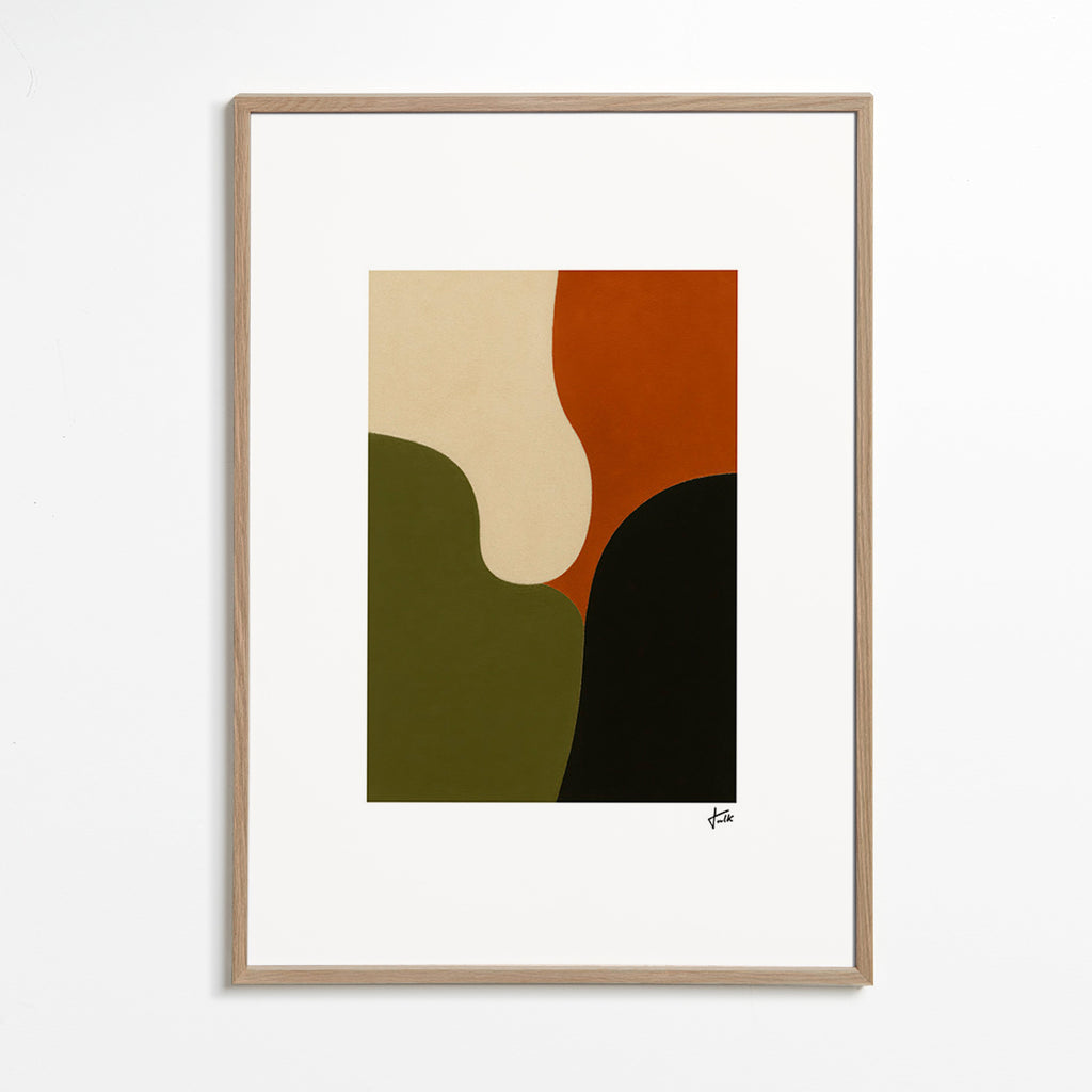 Minimalistisk affisch med olivformer – Oak Frame