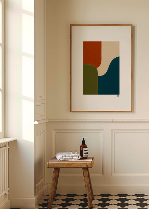 Geometrisk affisch med böjda färgblock – Product1