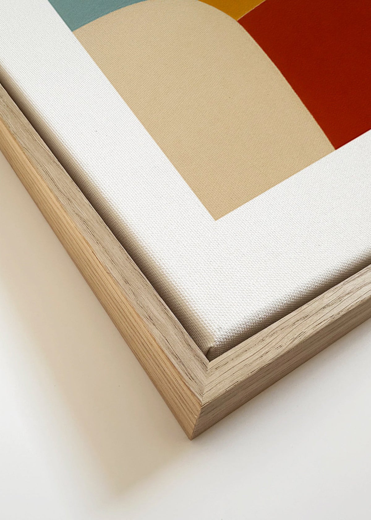 Geometrisk tavla med kurva och ockrafält – Canvas detail