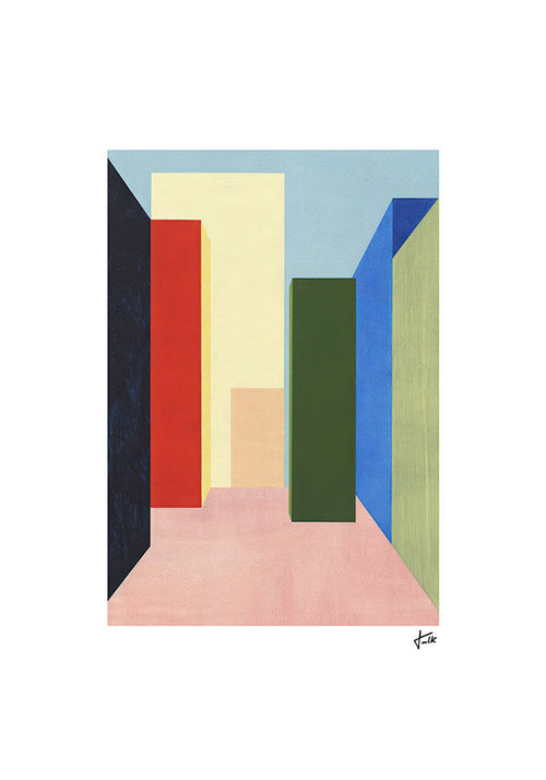 Geometrisk tavla färgblock-korridor