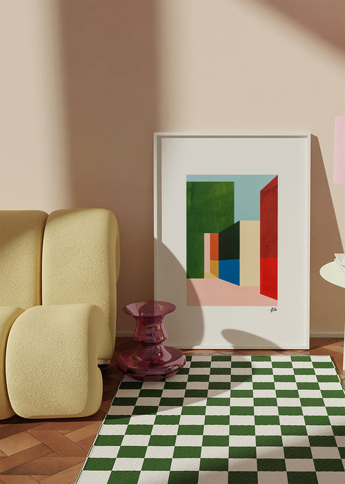 Geometrisk affisch med färgade volymer – Product1