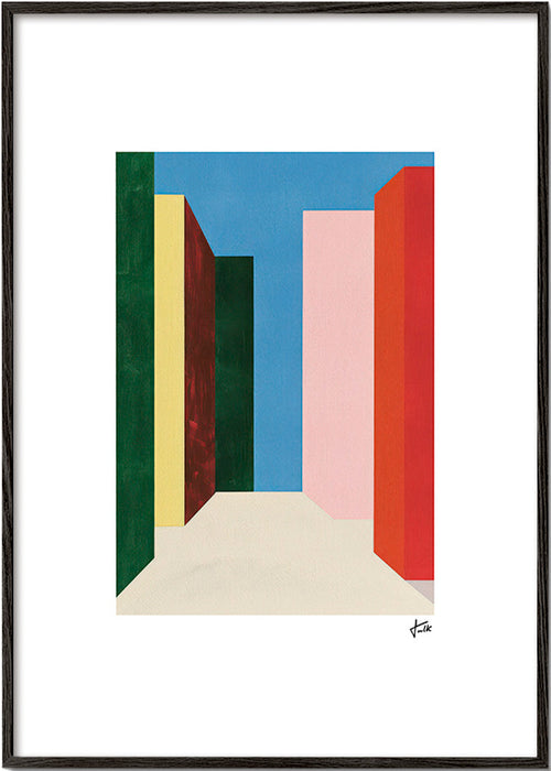 Geometrisk tavla: vertikal färgpassage – Black Frame