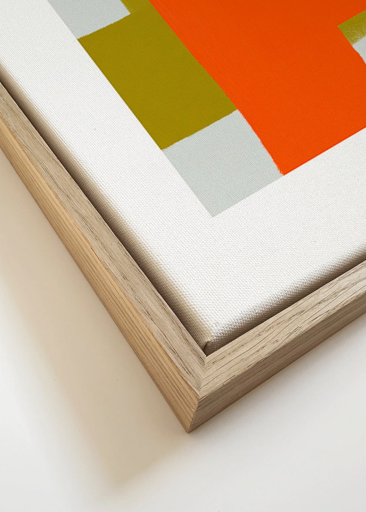 Abstrakt konst i orange och grönt med vertikala former – Canvas detail