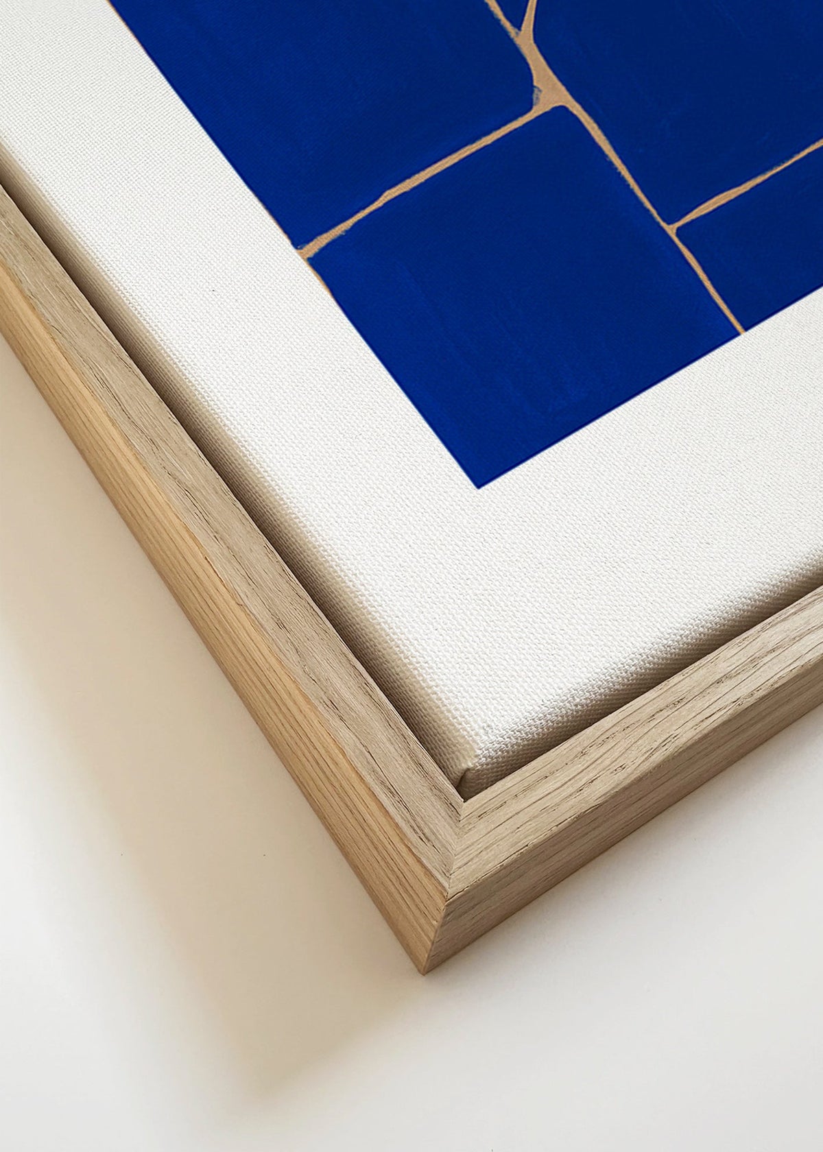 Geometrisk tavla i djupblå – Canvas detail