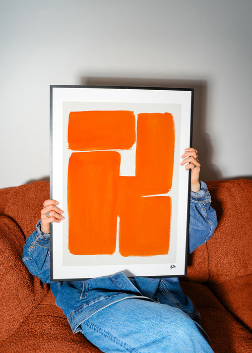 Geometrisk tavla med orange block – Product1