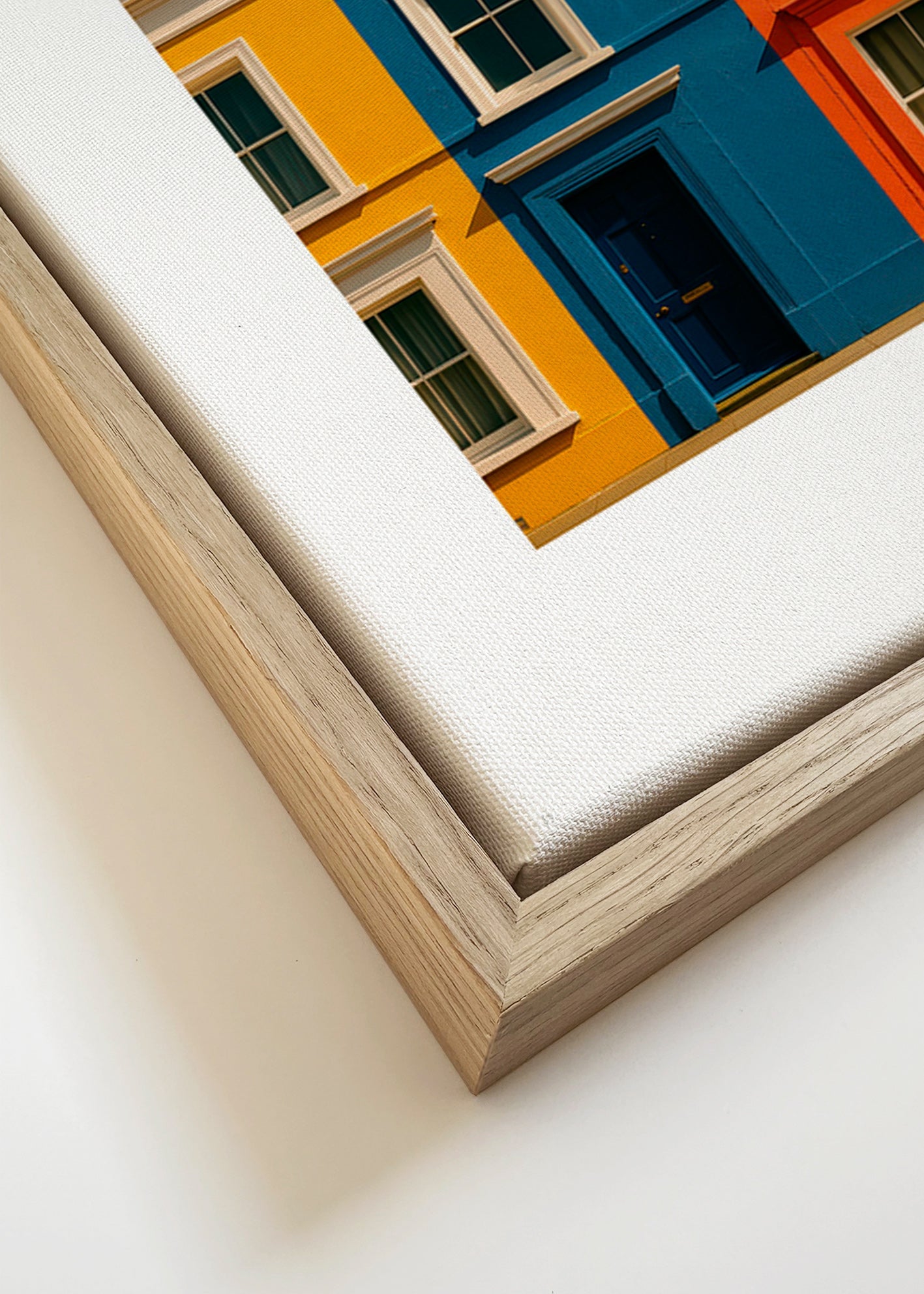 Stadskonst med fasad i tre färger – Canvas detail