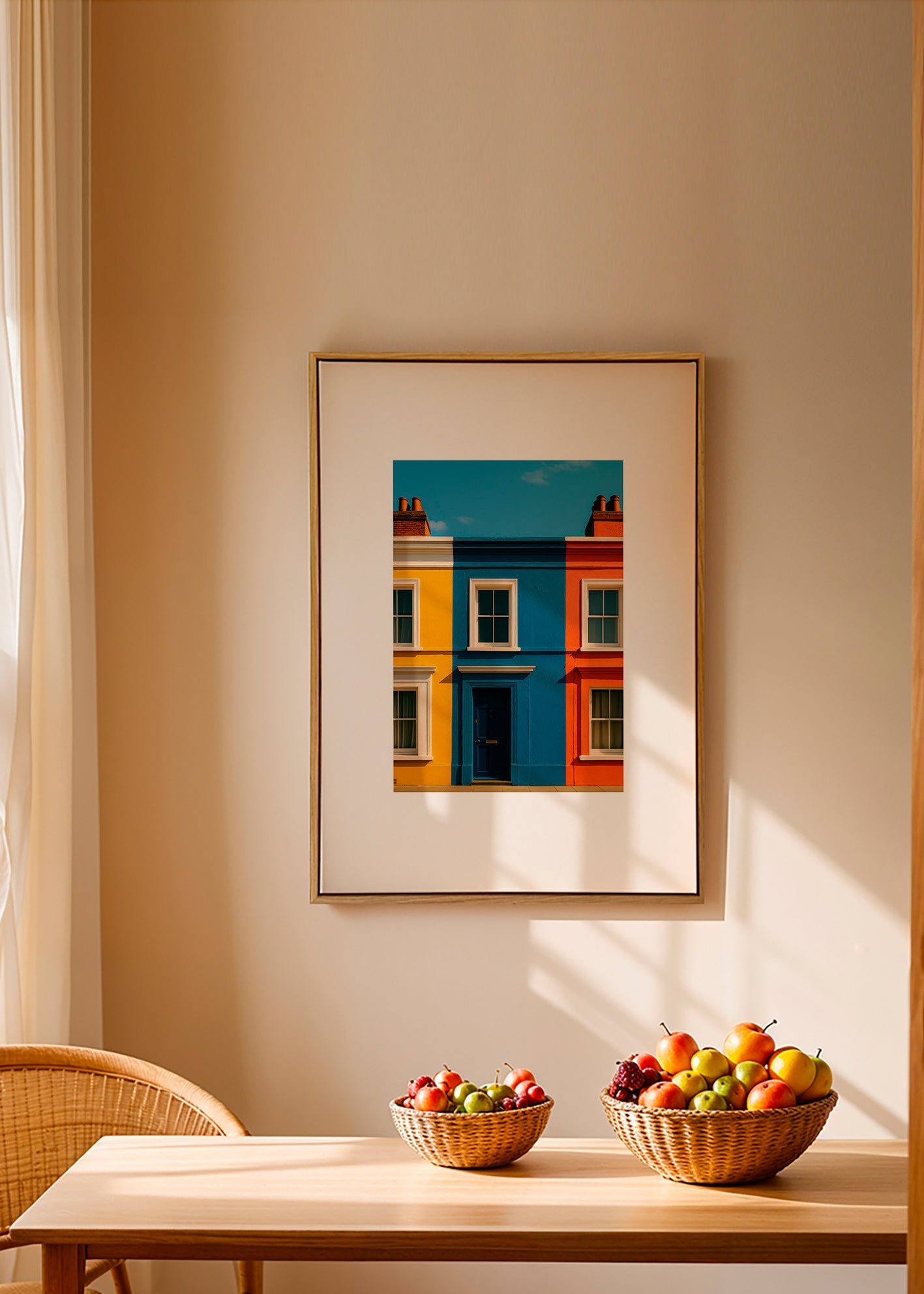 Stadskonst med fasad i tre färger – Canvas1