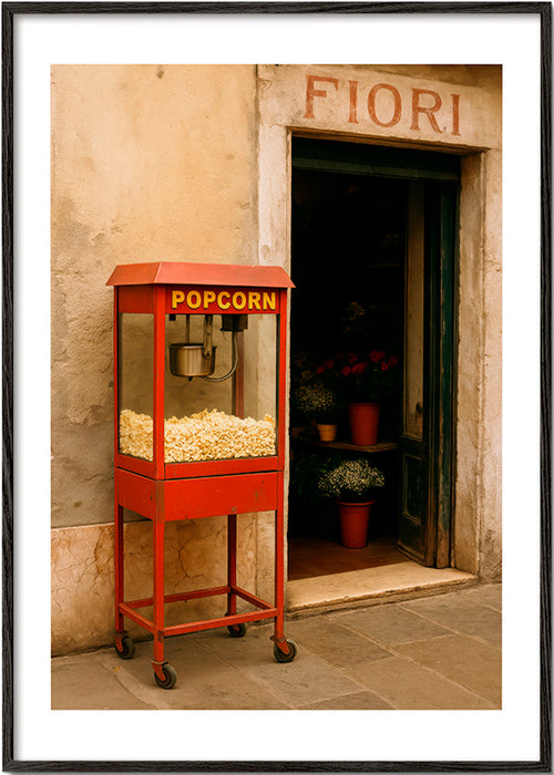 Kökskonst med vintage popcornvagn – Black Frame