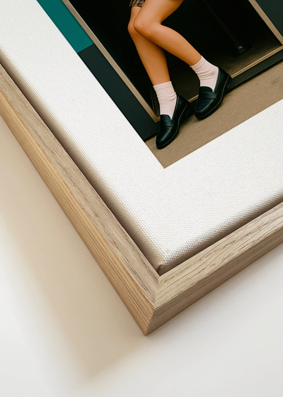 Editorialfotografi av ben i en bås – Canvas detail