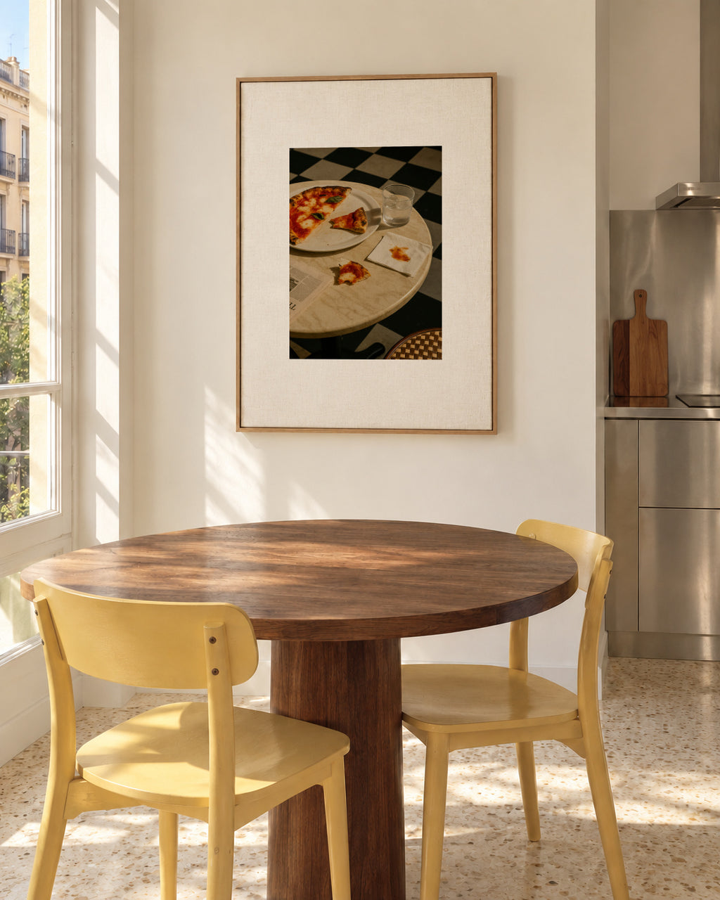 Pizza Break - Framed canvas in an interior