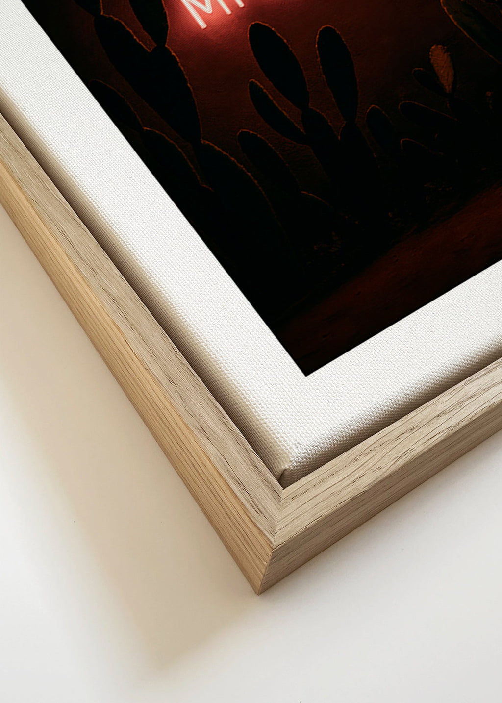 Fotografi: neonskylt 'Mi Amor' med kaktusar – Canvas detail