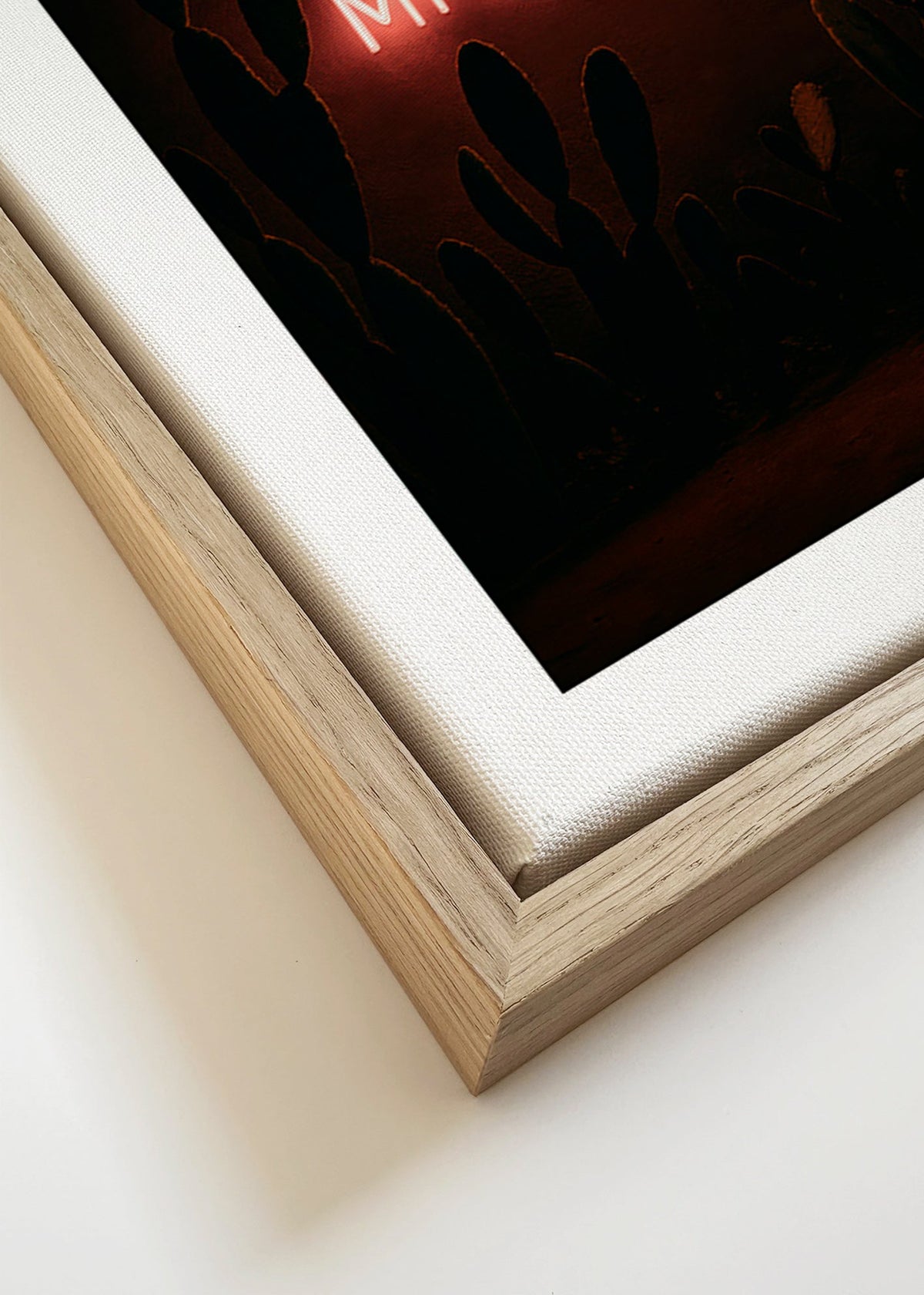 Fotografi: neonskylt 'Mi Amor' med kaktusar – Canvas detail