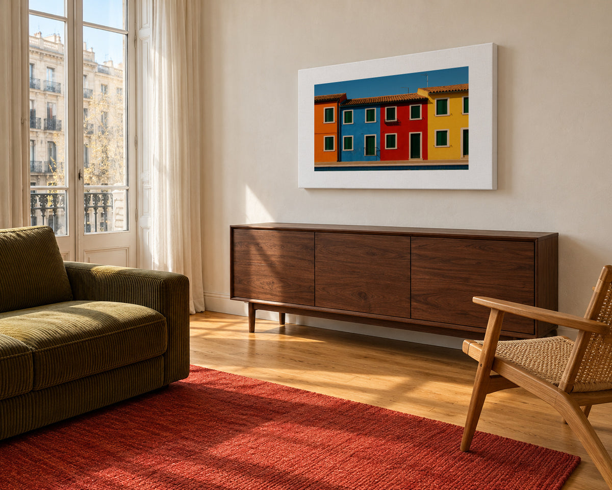 Burano Colors - Unframed canvas in an interior