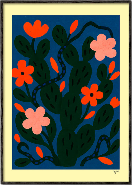 Botanisk poster Midnattsblommor – Black Frame
