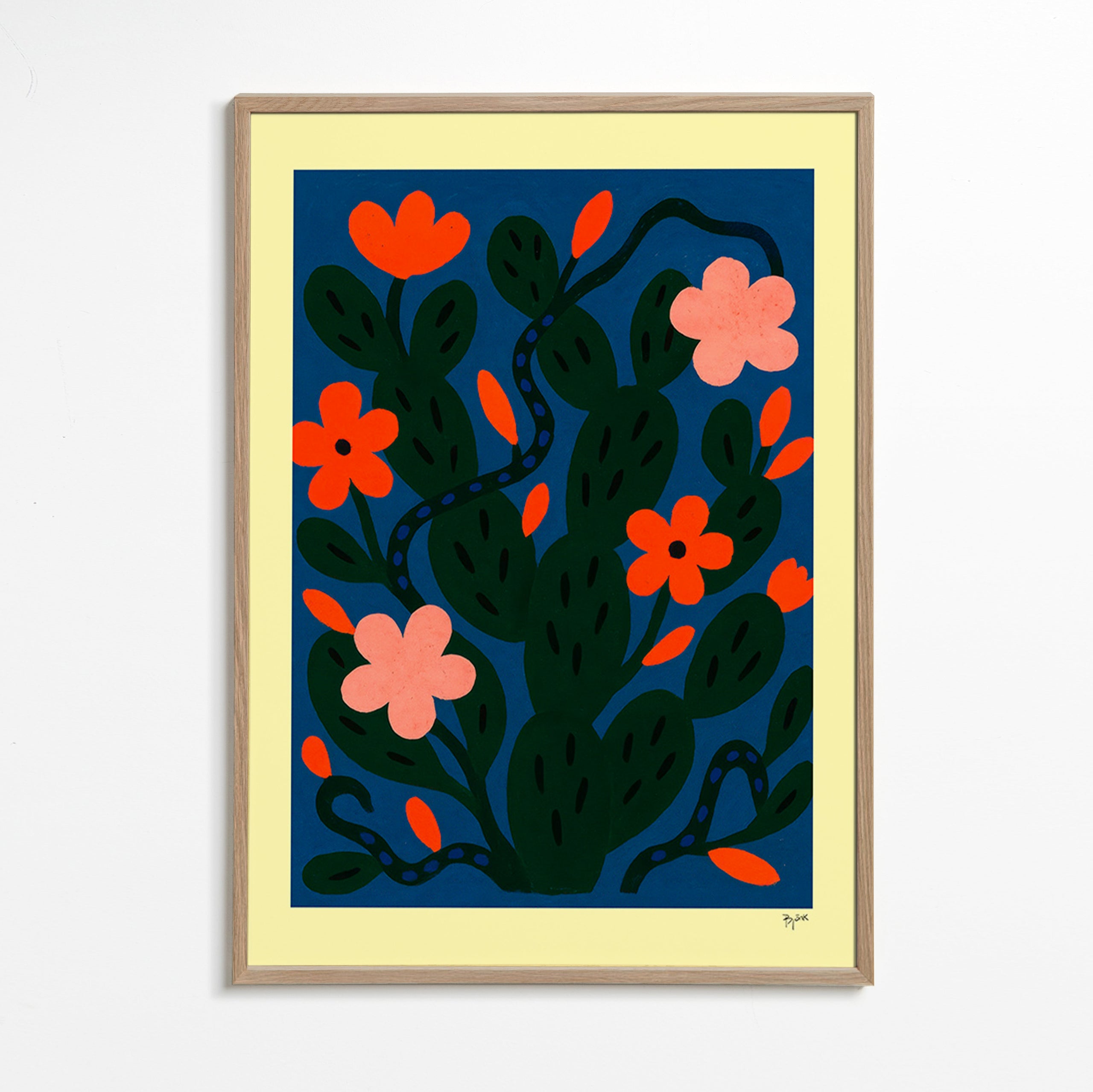 Botanisk poster Midnattsblommor – Oak Frame