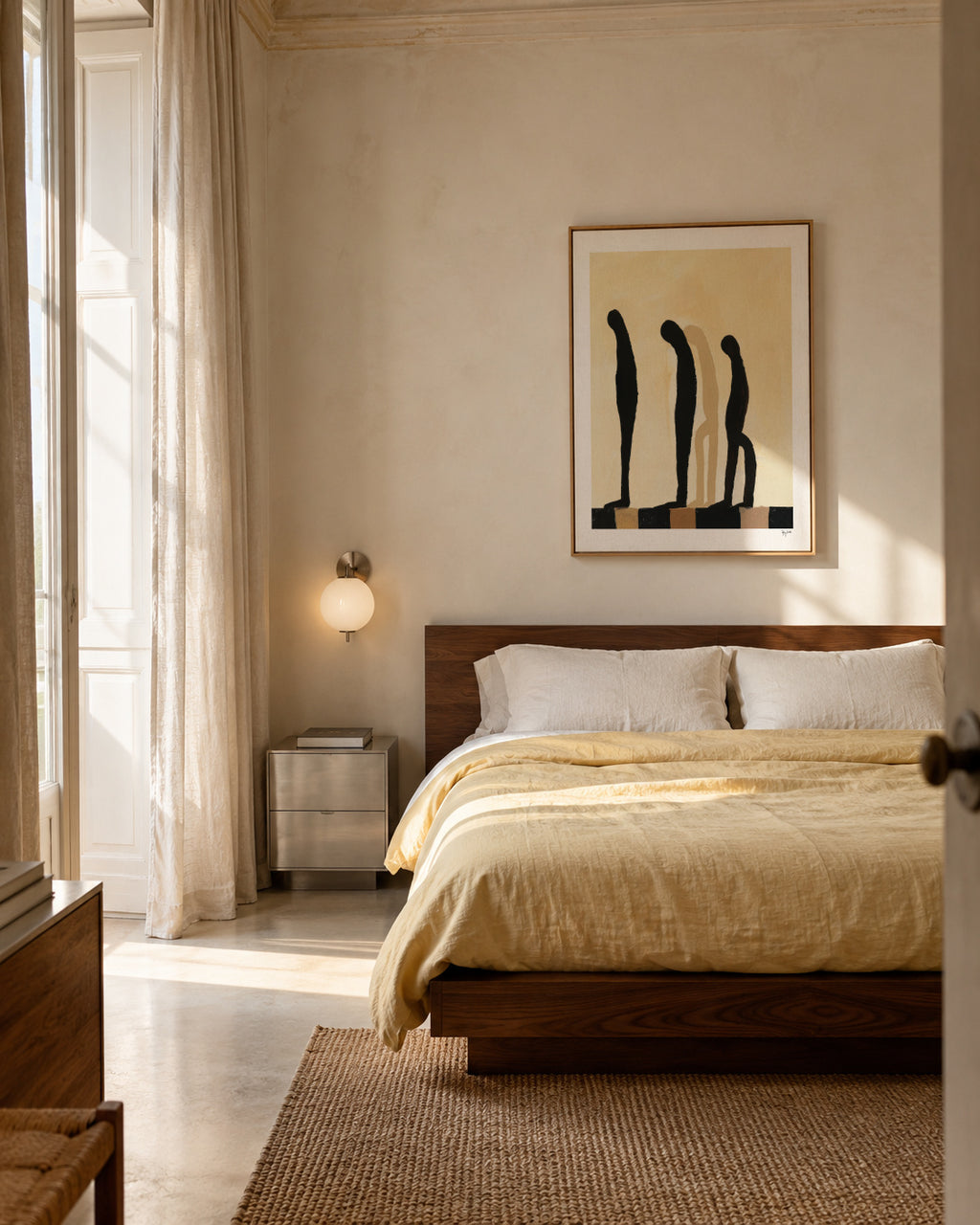 Three Figures I - Framed canvas in an interior