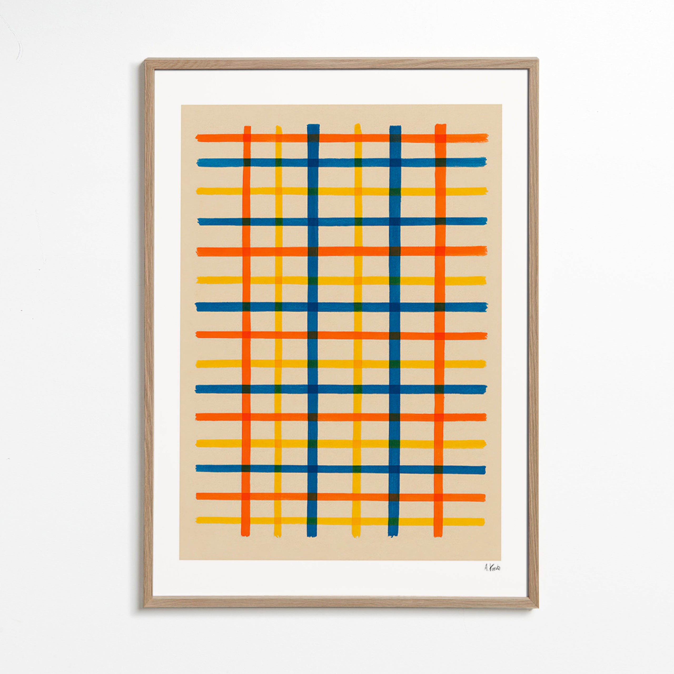 Geometrisk tavla färgrutnät – Oak Frame